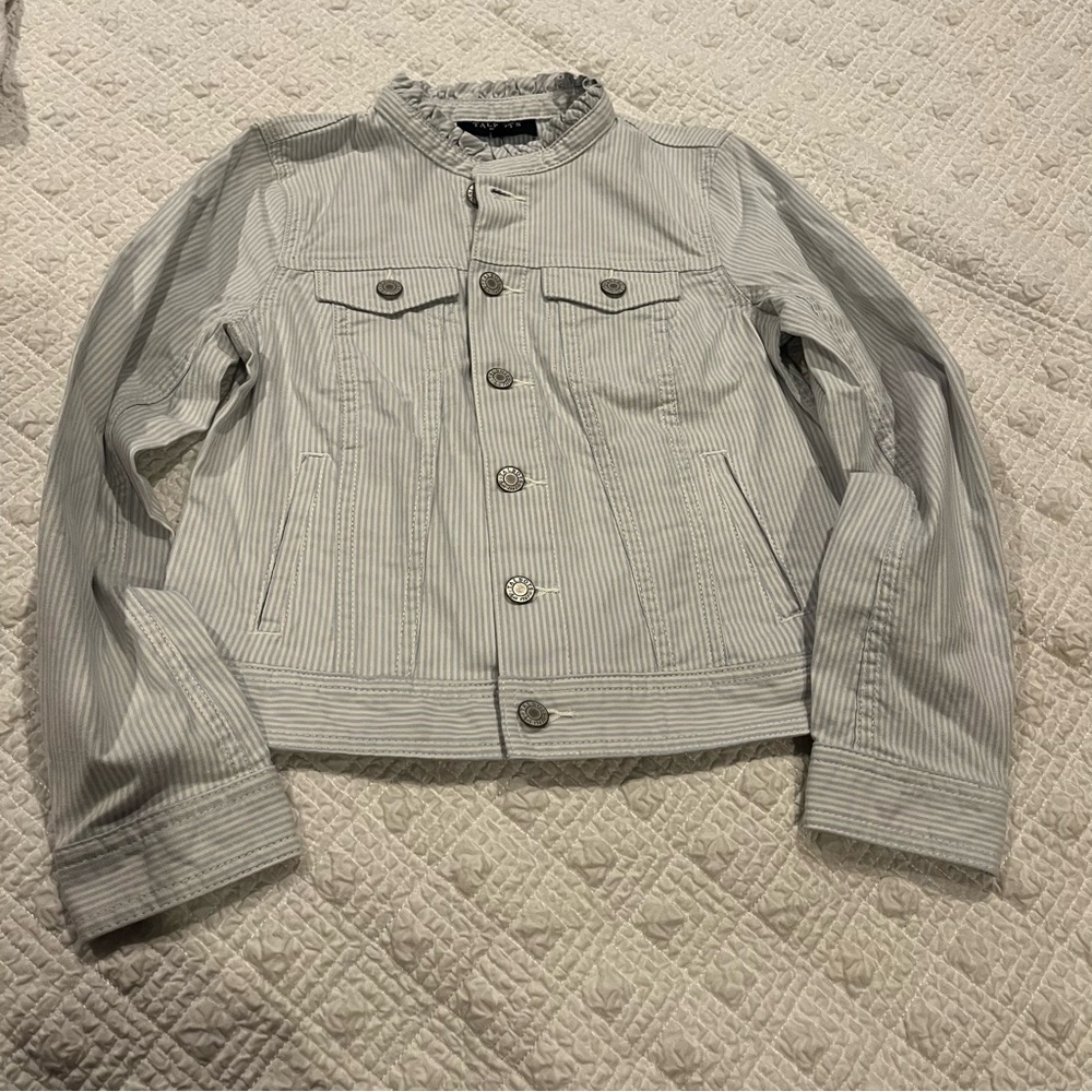Talbots Petite Blue and White Striped Blouse